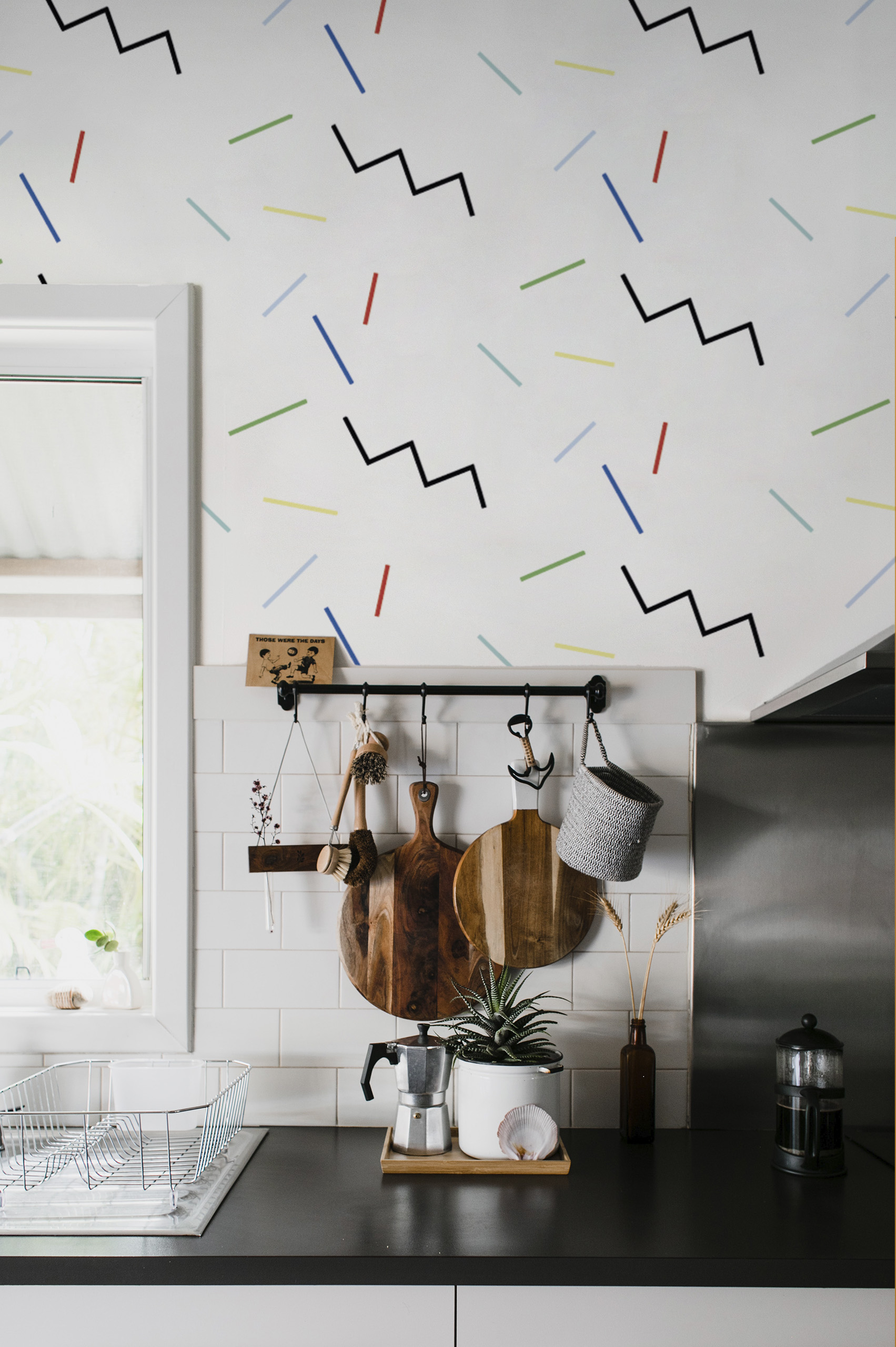 Papier peint N07 - memphis Multicolore moderne entree Papier peint N07 - memphis Multicolore moderne entree