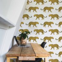 Papier peint N08 tigres lignes jaune pop bureau