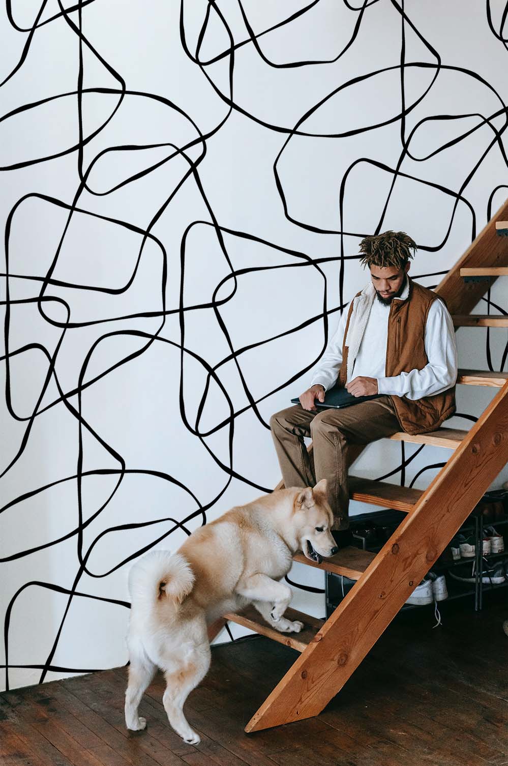 papier peint n23 dessin lignes modernes noir et blanc escalier salon papier peint n23 dessin lignes modernes noir et blanc escalier salon