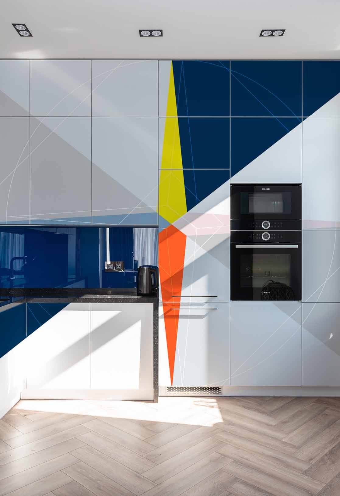 papier peint n13 graphique rose des vents graphique colorée cuisine