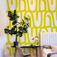 papier peint n14 formes graphiques vertes chambre