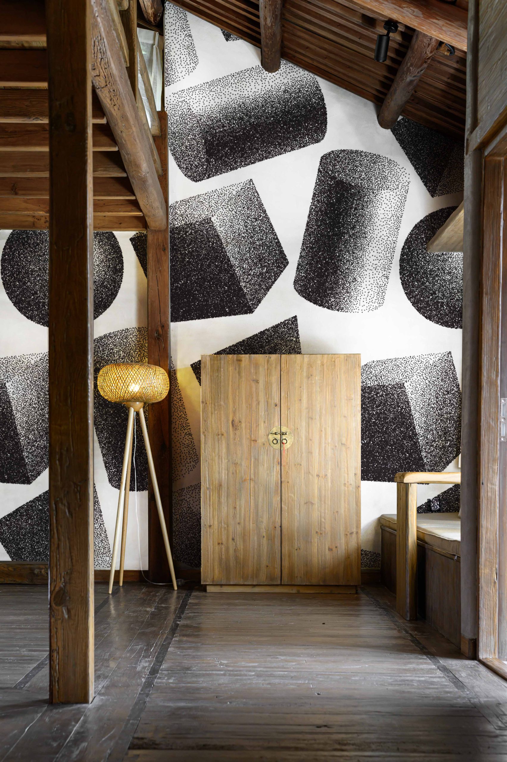 Nº15-2 salon papier peint volume graphique noir & blanc