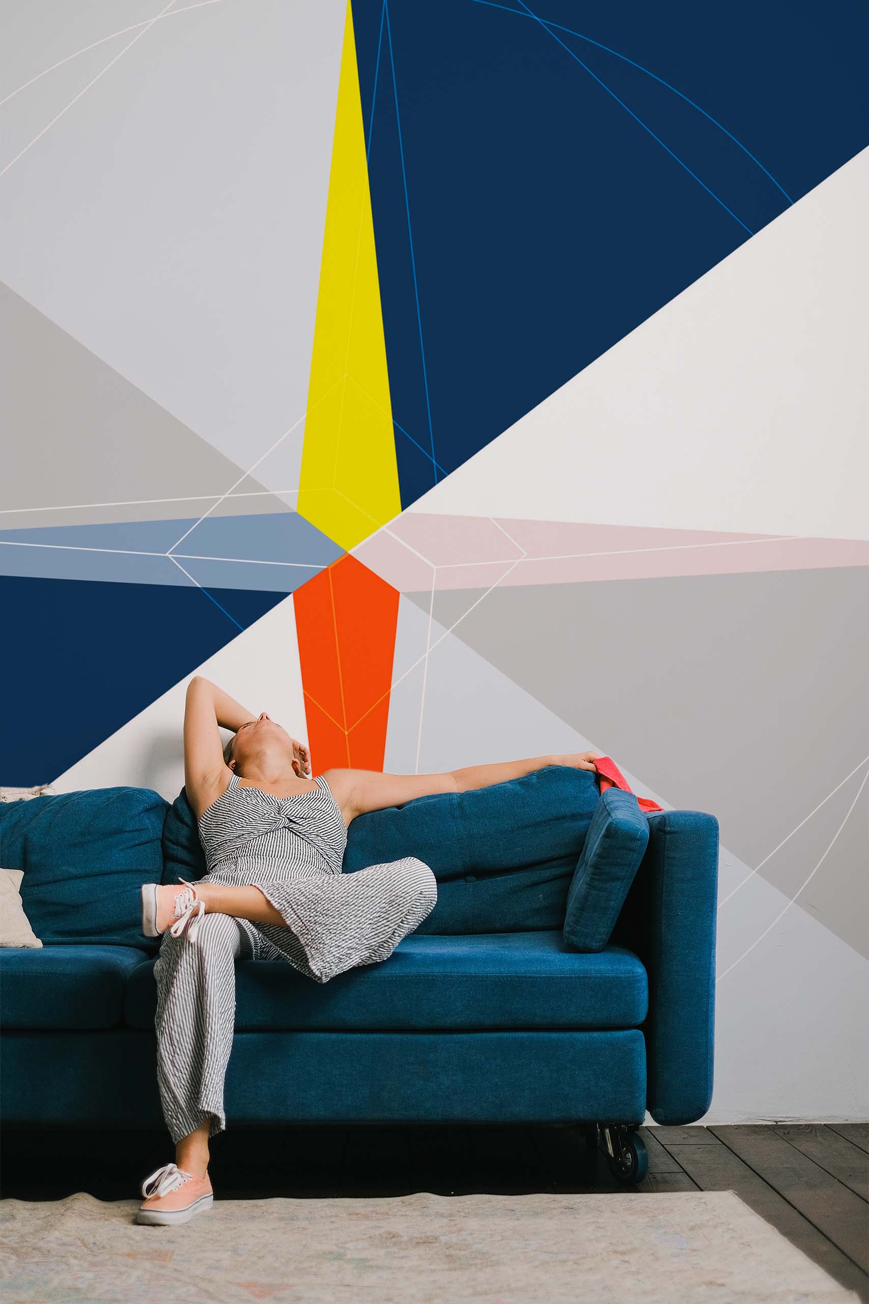 papier peint n13 graphique rose des vents graphique colorée salon