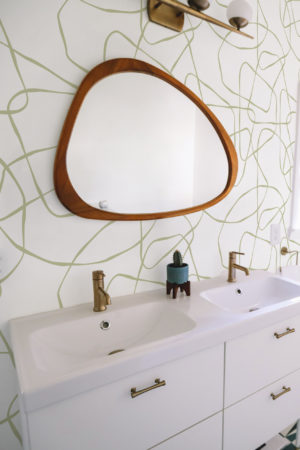 papier peint n23 dessin lignes modernes vert salle de bain