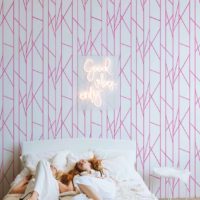 N39 papier peint rayures rose pop original chambre