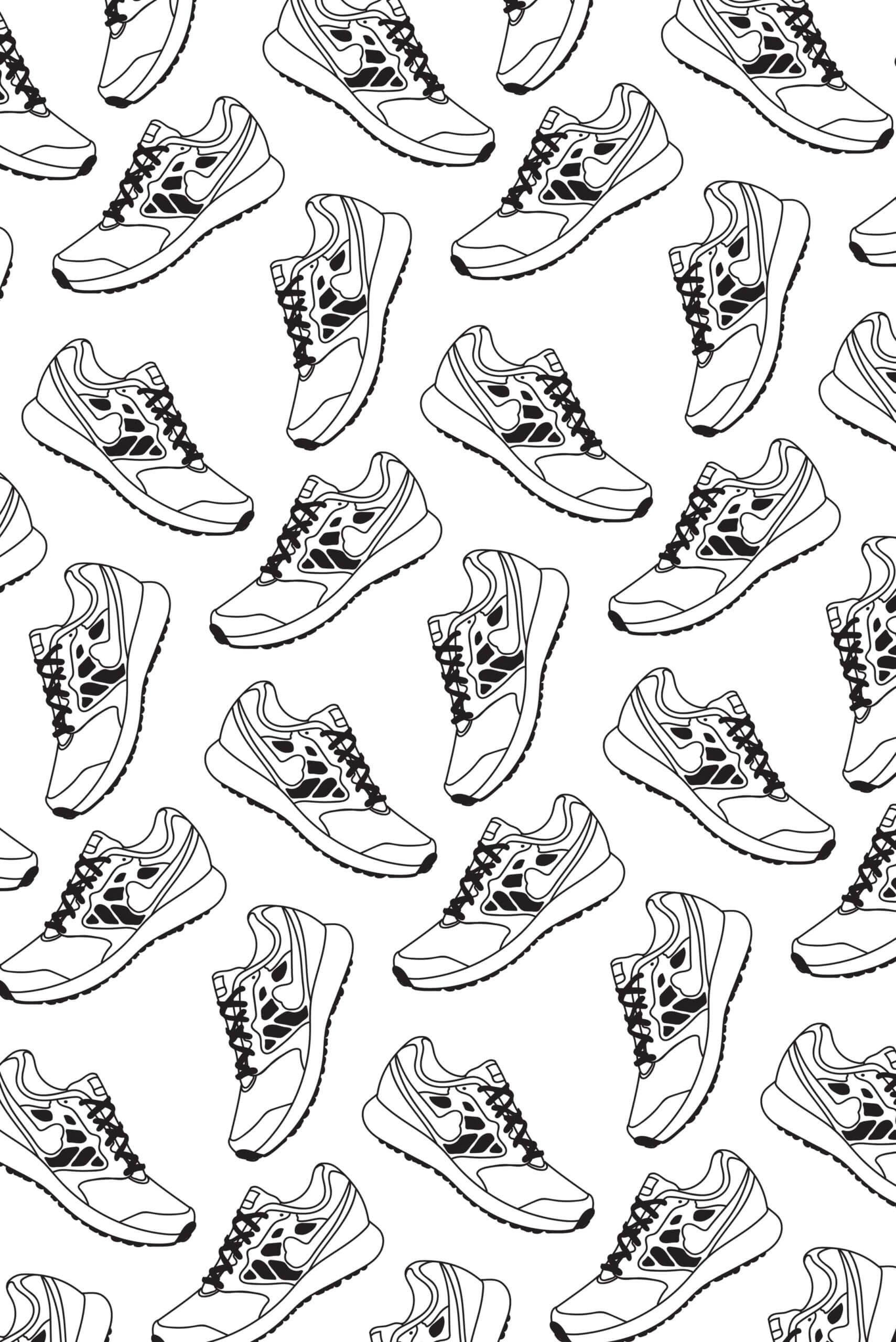 papier peint n31 noir et blanc sport urbain sneakers motif