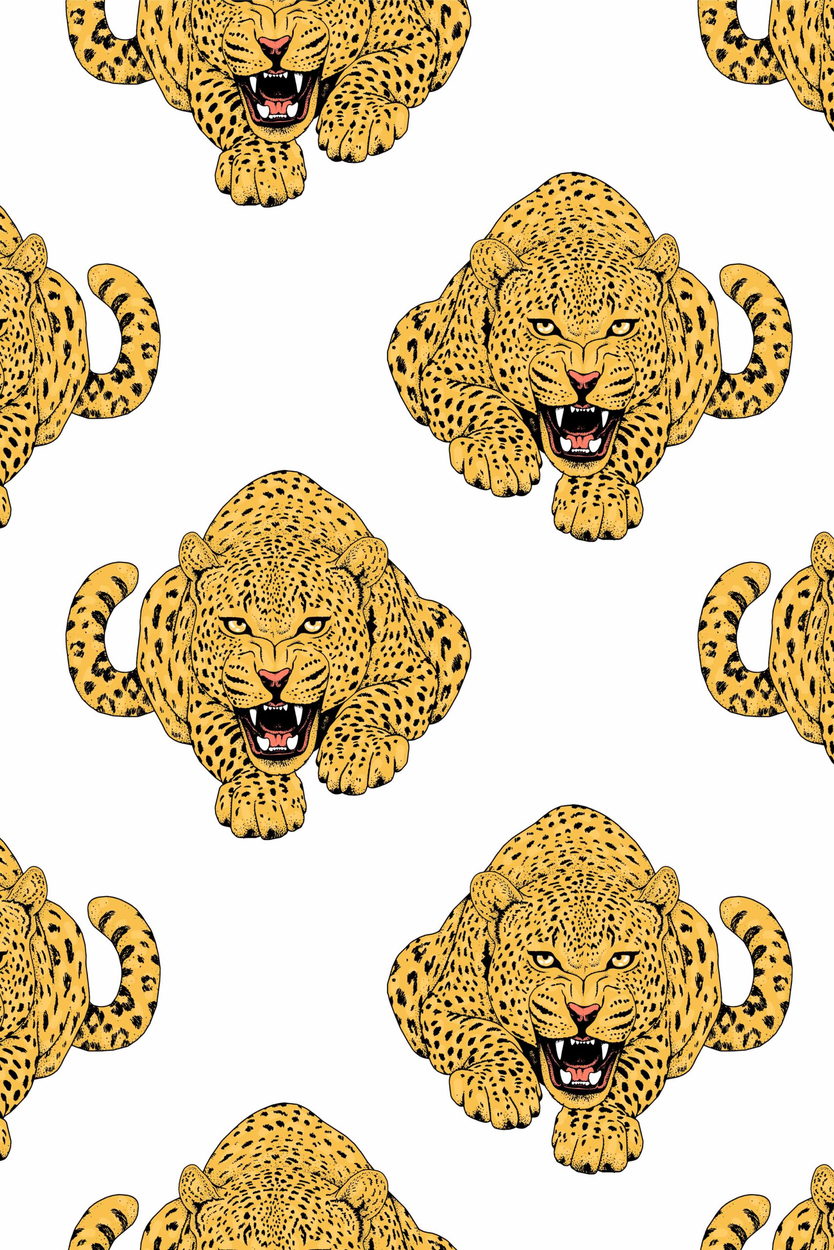 n41 jaune motif sauvage leopard animal pop art