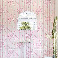 N39 papier peint rayures rose pop original cuisine