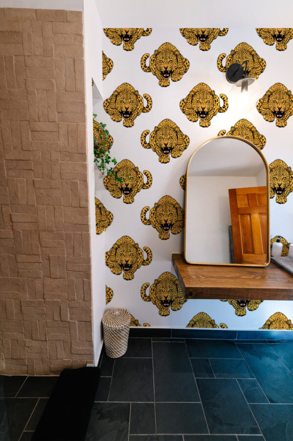 n41 jaune sauvage leopard animal pop art salle de bain