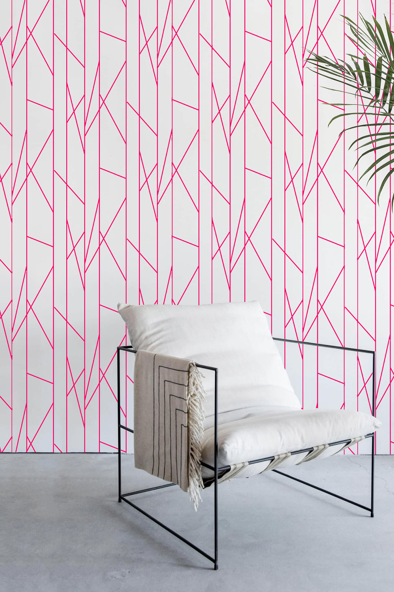 N39 papier peint rayures rose pop original salon