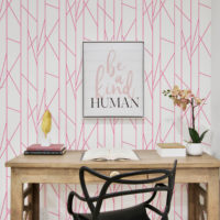 N39 papier peint rayures rose pop original bureau