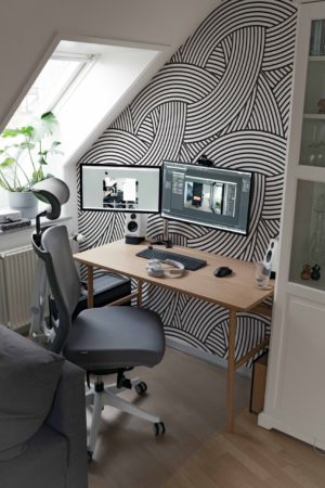 papier peint n45 lignes modernes noir et blanc bureau