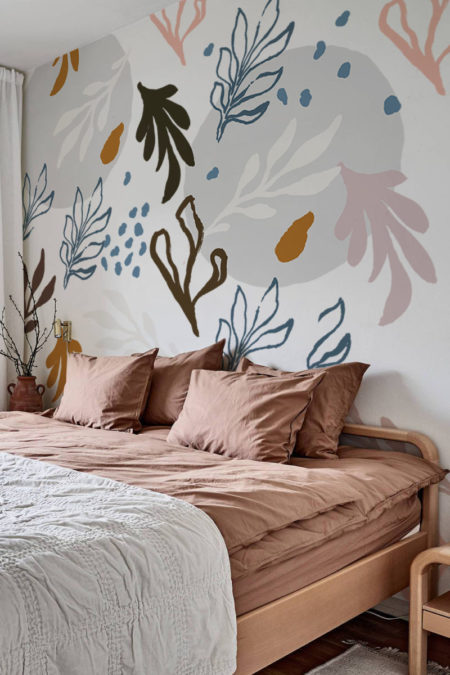 papier peint n°51 rond feuille algues coloré chambre