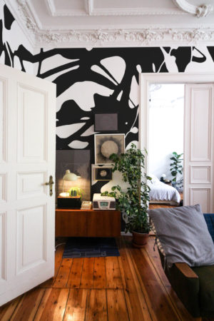 papier peint n°82 peinture artistique noir et blanc