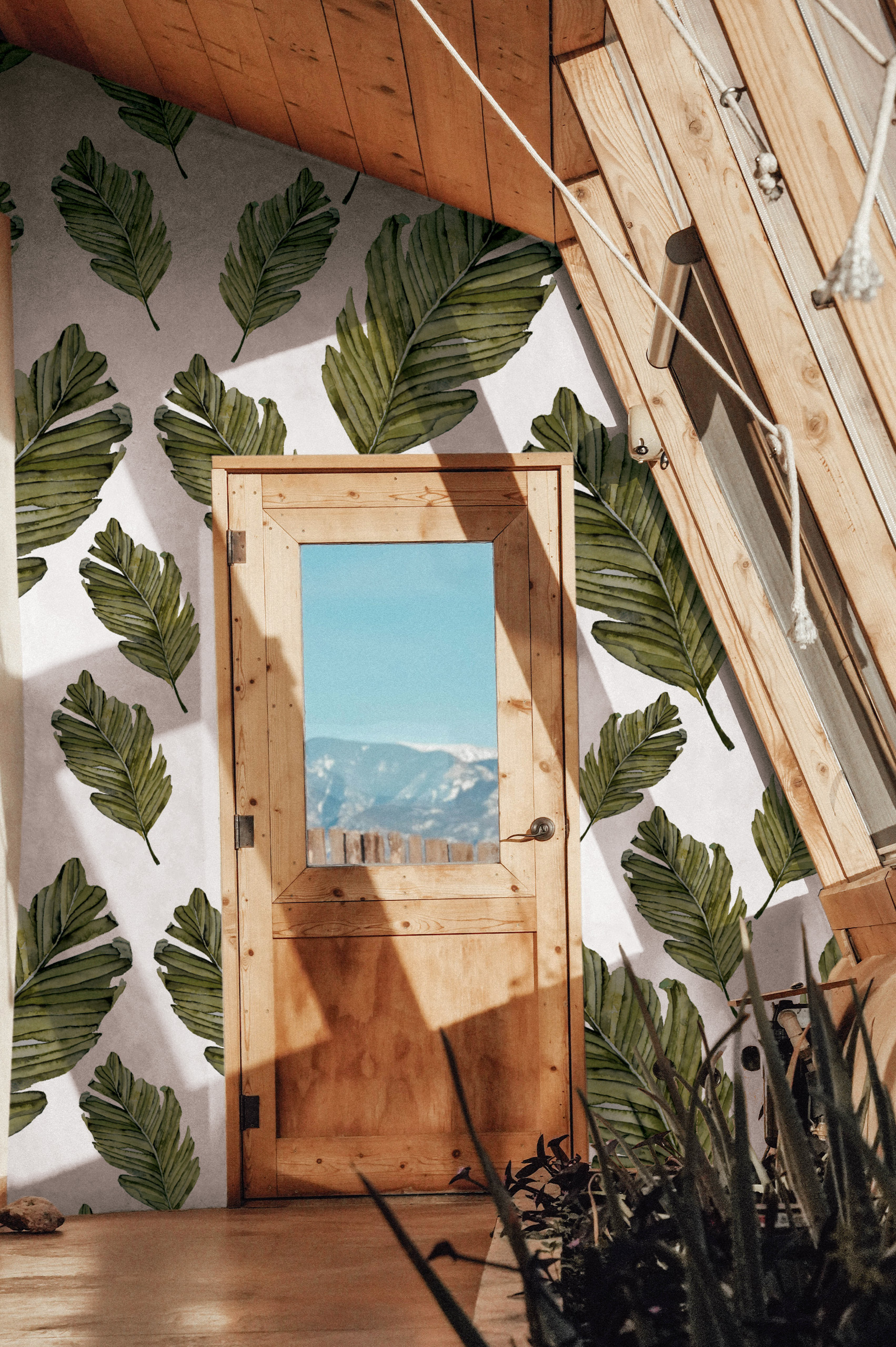 n63 papier peint végétal feuille aquarelle