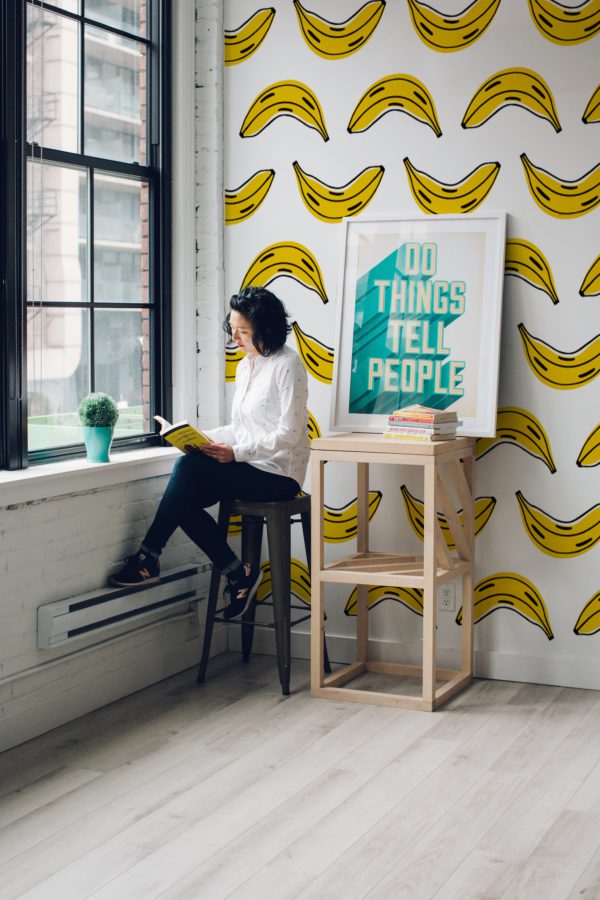 papier peint n85 bananes pop art colorées jaune espaces publics