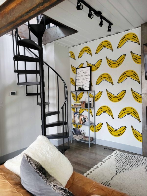 papier peint n85 bananes pop art colorées jaune salon