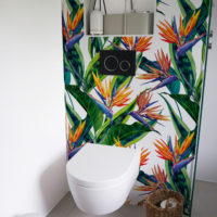 papier peint n78 plantes tropicales élégantes colorées salle de bain