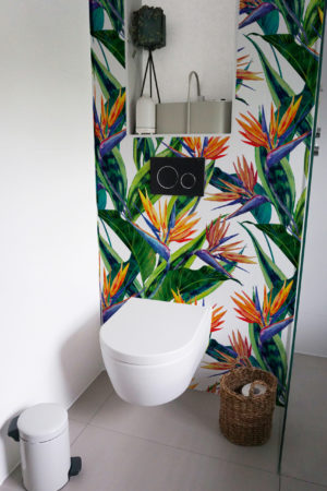 papier peint n78 plantes tropicales élégantes colorées salle de bain