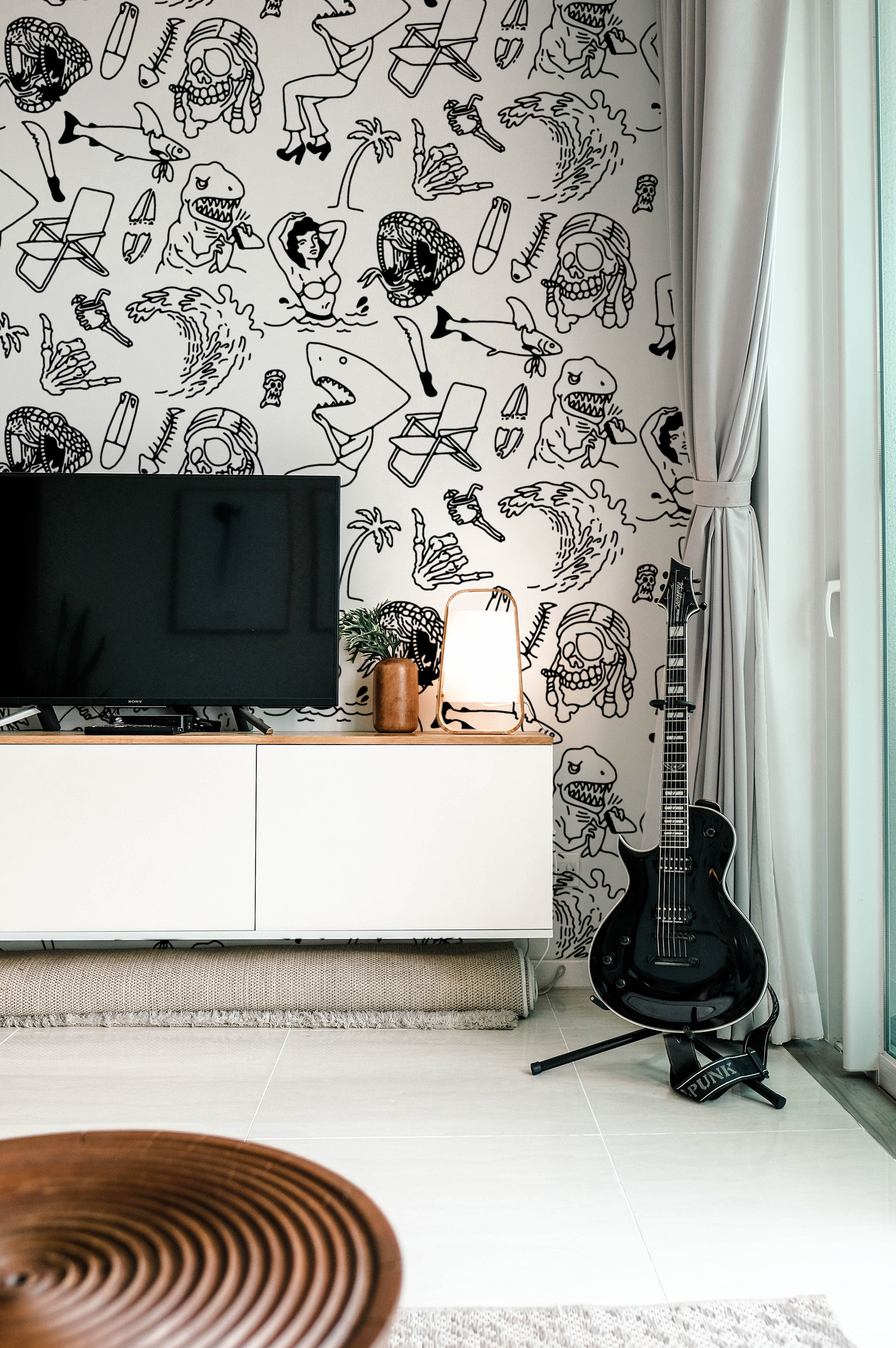 papier peint n88 flash tattoo noir et blanc surf fun salon tv papier peint n88 flash tattoo noir et blanc surf fun salon tv