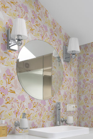 papier peint n68 fleurs rétro rose pastel salle de bain