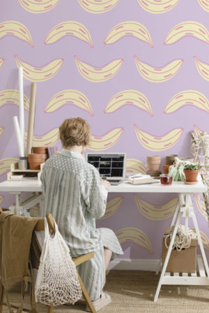 papier peint n85 bananes pop art colorées violet bureau
