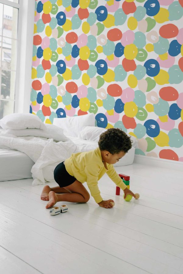 Papier peint chambre enfant N103 bulles multicolore pop
