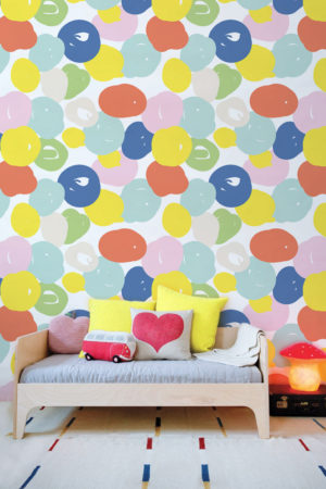 Papier peint chambre enfant N103 bulles multicolore pop