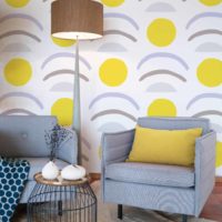 N106 papier peint jaune bleu pop original pop art