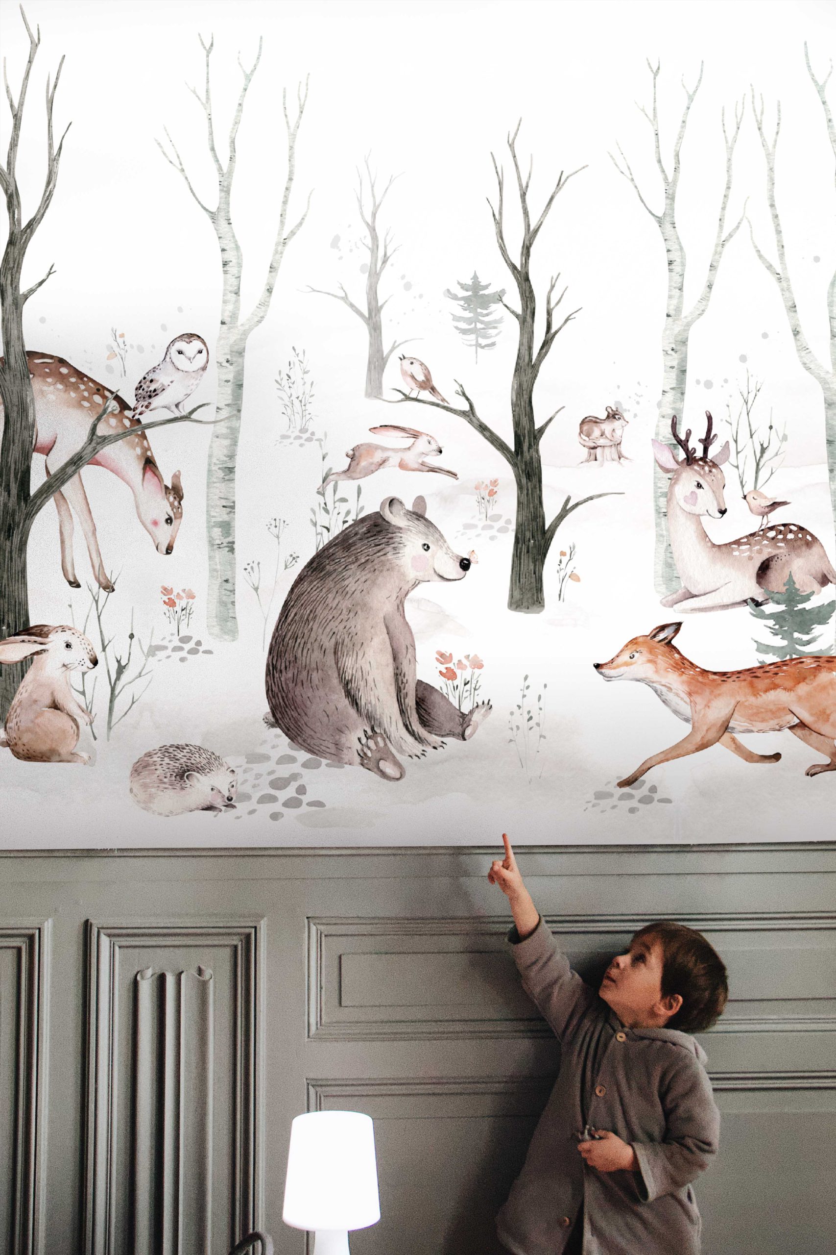 Papier peint panoramique animaux de la savane chambre enfant