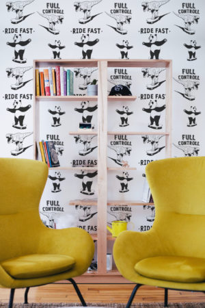 Wellpapers- N117 bureau panda dragon noir et blanc