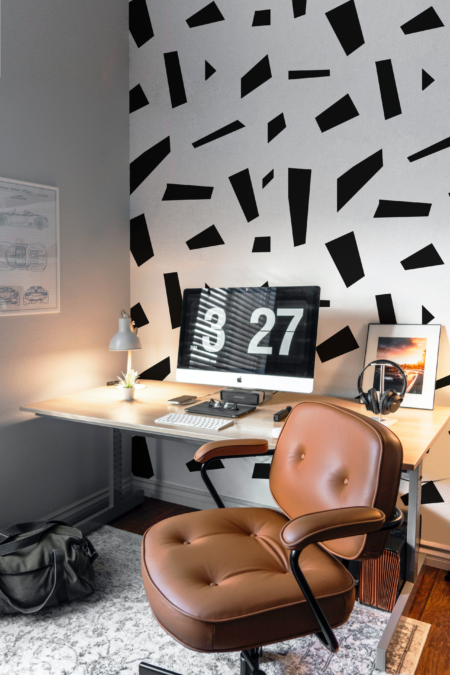 Papier peint N°127 formes noire et blanche moderne bureau