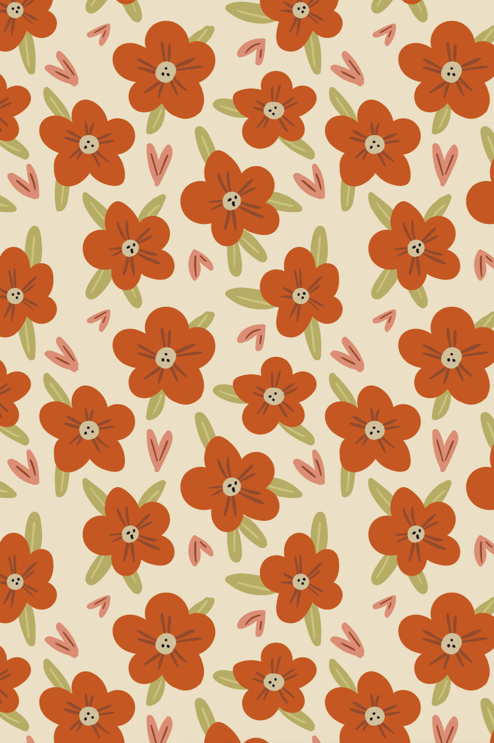 Papier peint N126 champs de fleurs rouge orange Papier peint N126 champs de fleurs rouge orange