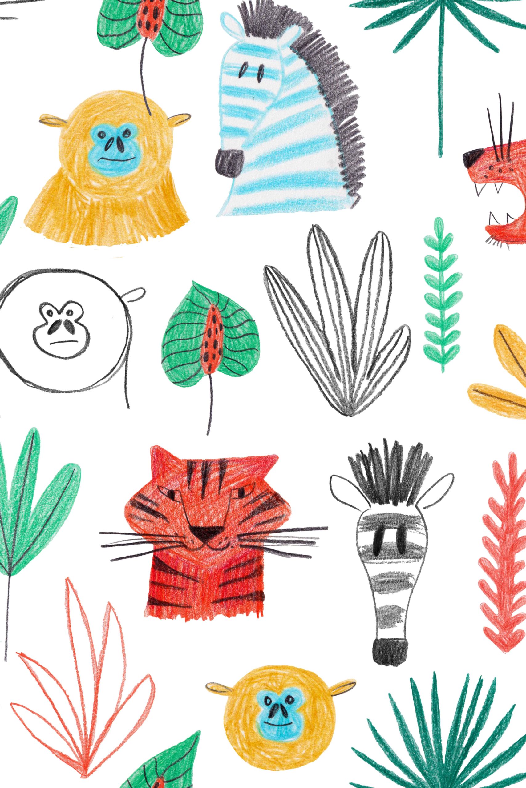 149_M papier peint n°149 animaux colorés