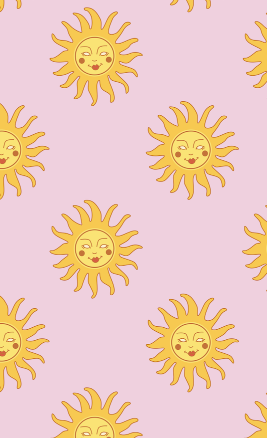 papier peint n°152 soleil colore pop rose motif