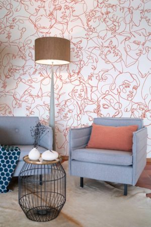 Papier peint n150 couples amour terracotta salon