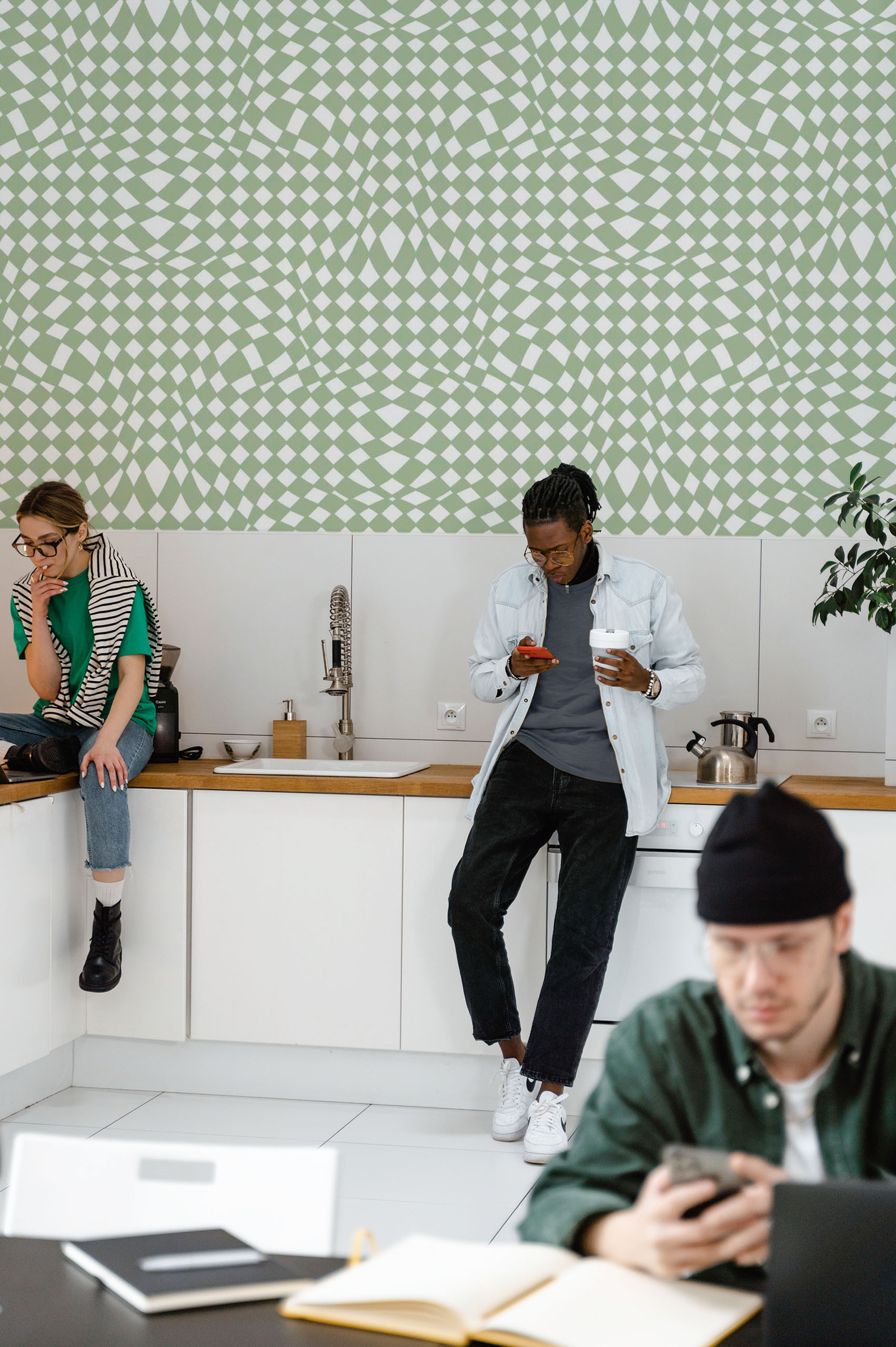 Papier peint n153 vagues retro psychédéliques vert espace public Papier peint n153 vagues retro psychédéliques vert espace public psychedeliques