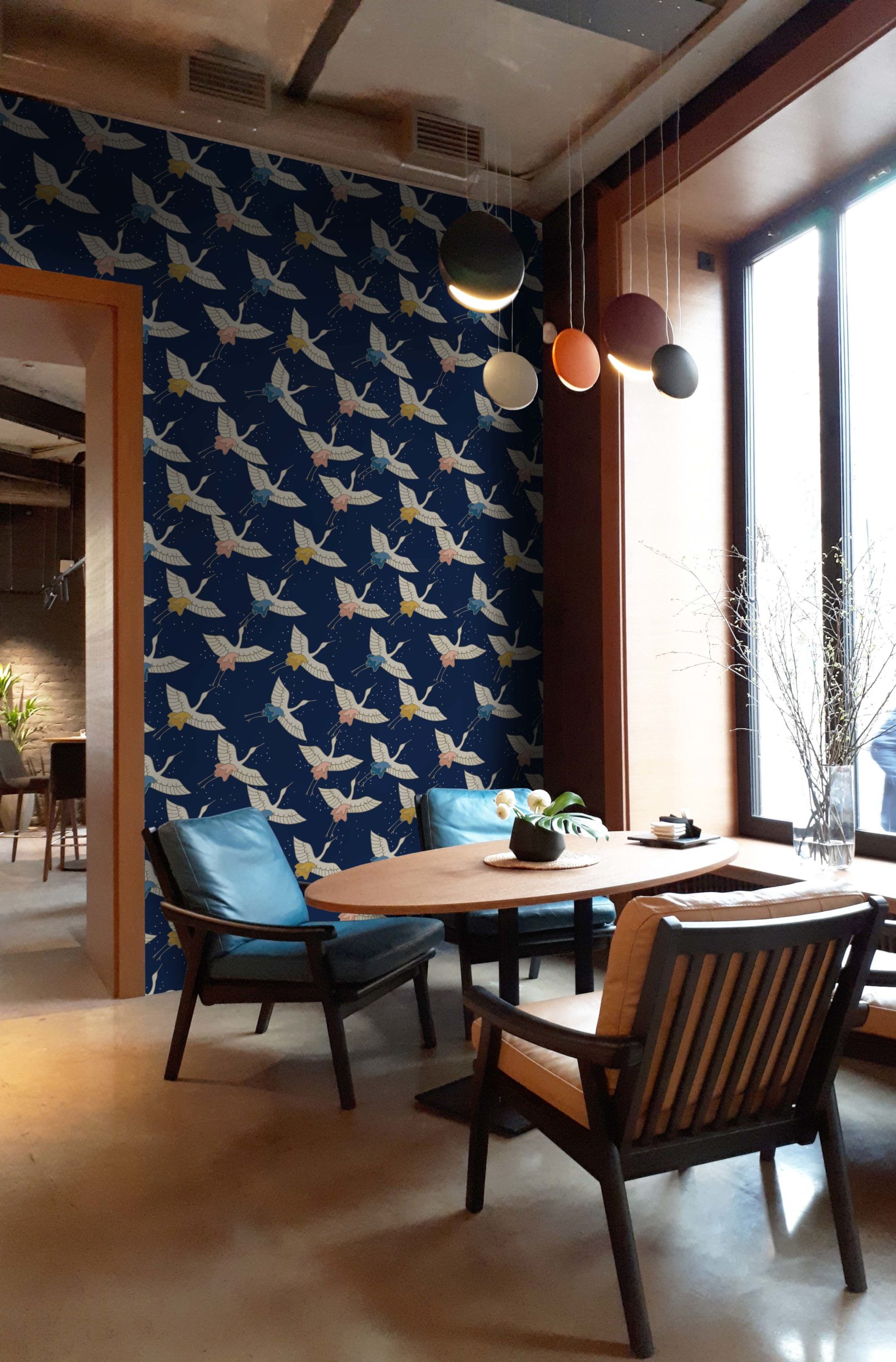 n158 Papier peint oiseaux du Japon