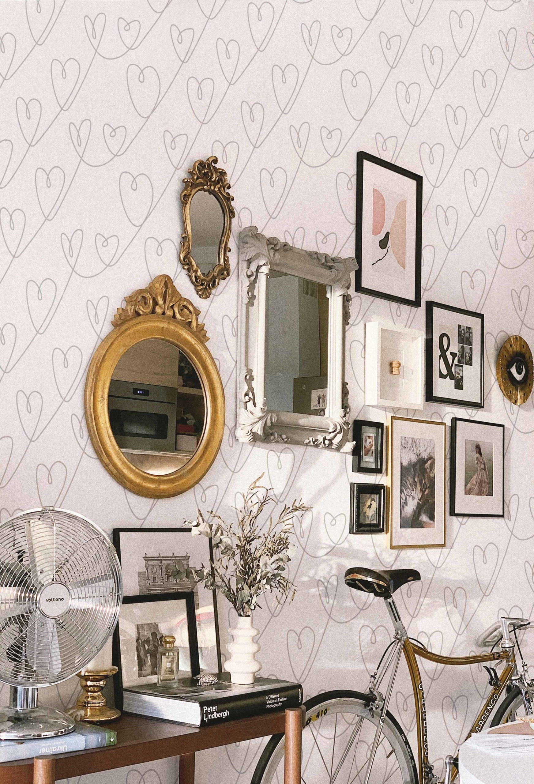 n163 Papier peint dessin minimaliste coeur