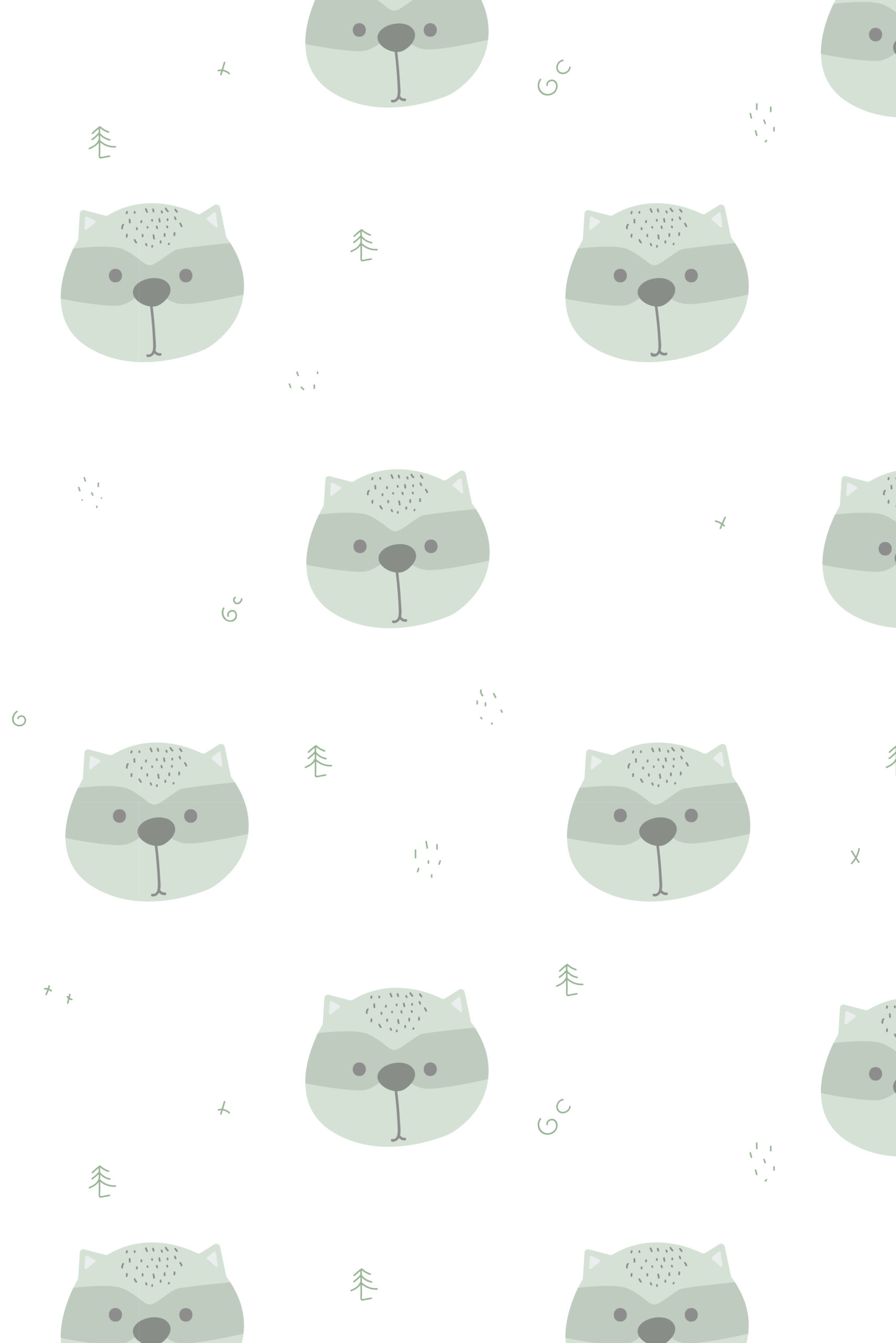 papier peint enfant raccoon vert