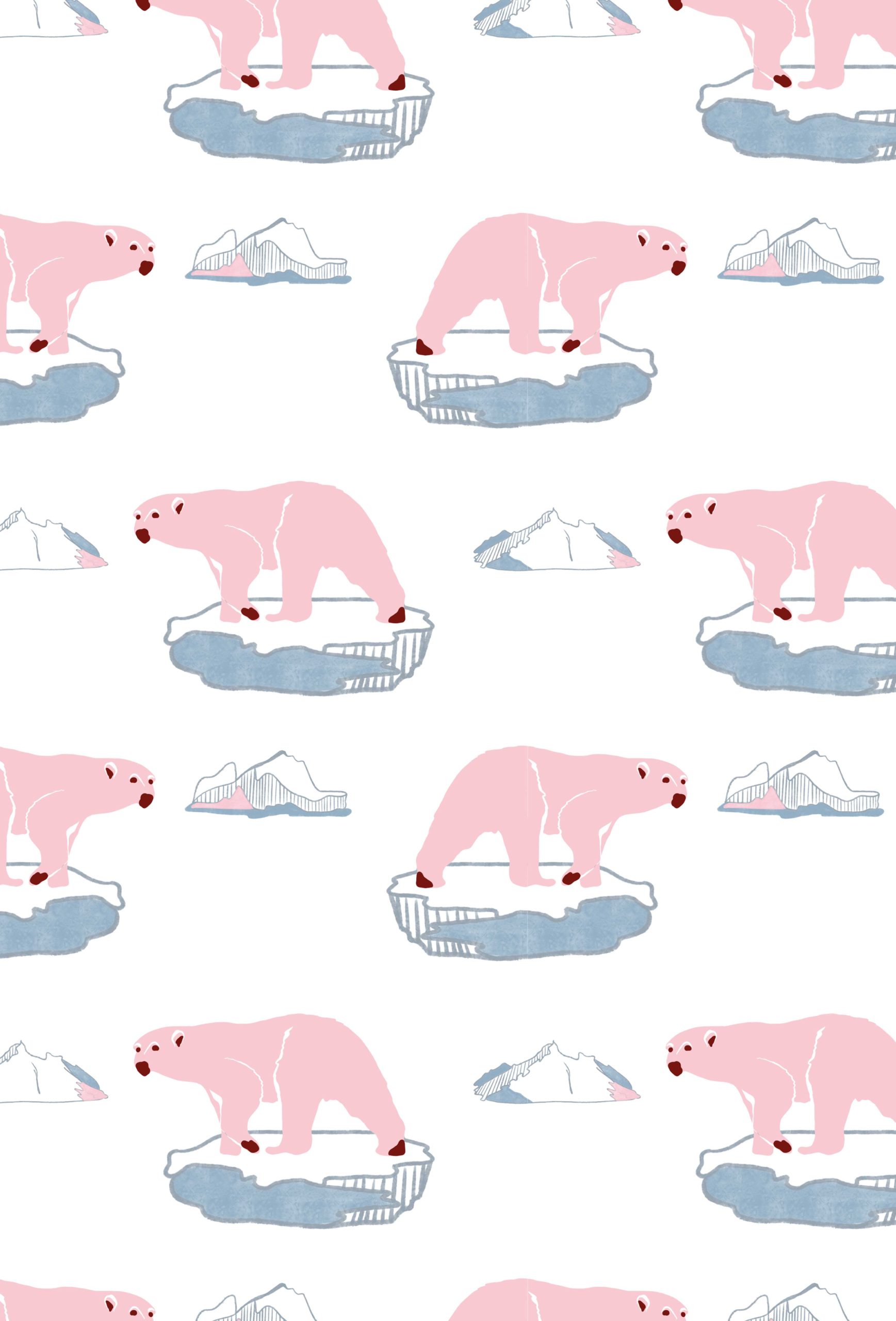 Papier peint Ours rose pop