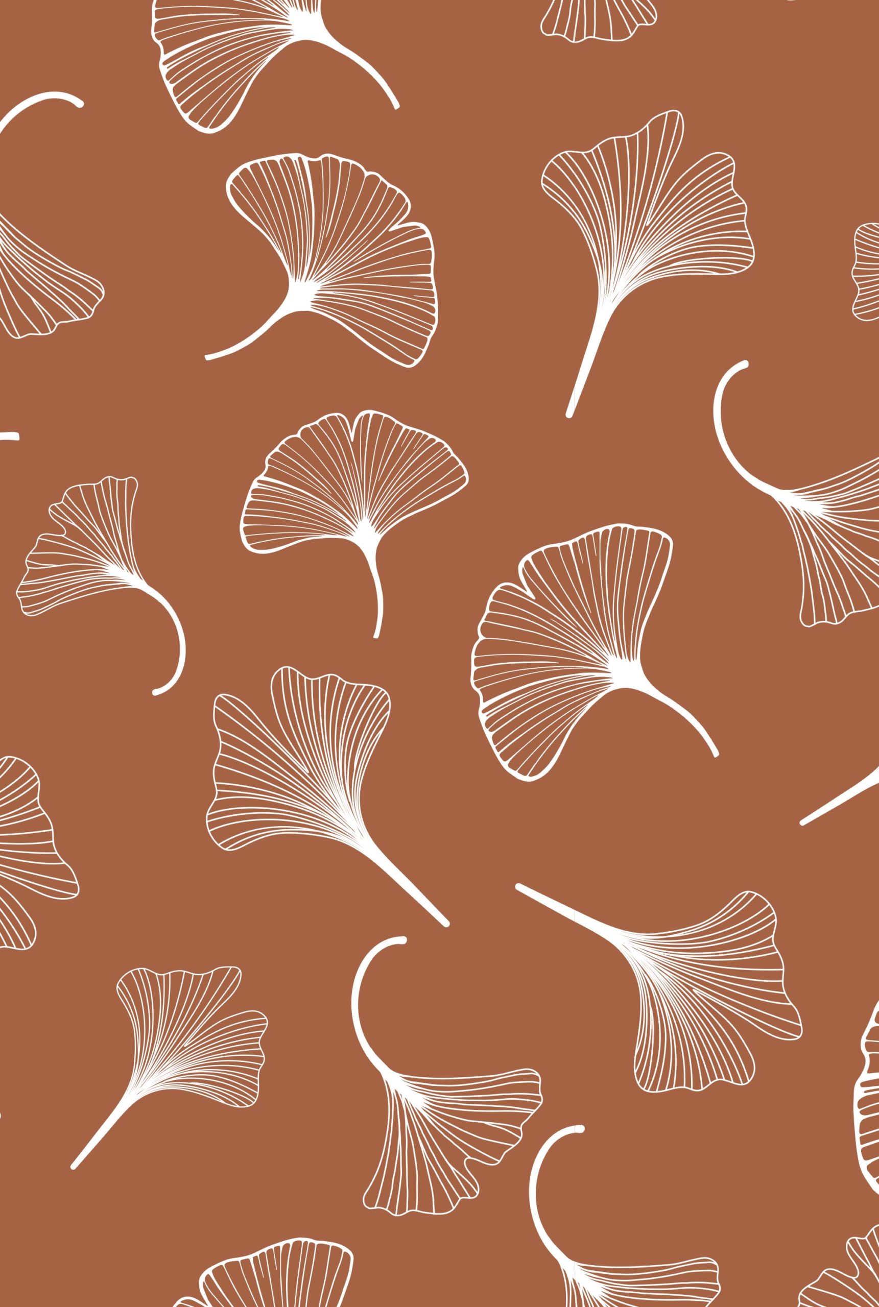 papier peint n181 Ginkgo sur fond terracotta motif papier peint n181 Ginkgo sur fond terracotta motif