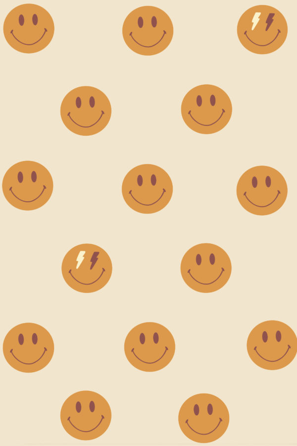 Papier peint n202 - smileys visages jaune pop motif