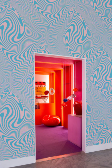 papier peint n212 psychédélique bleu espace public