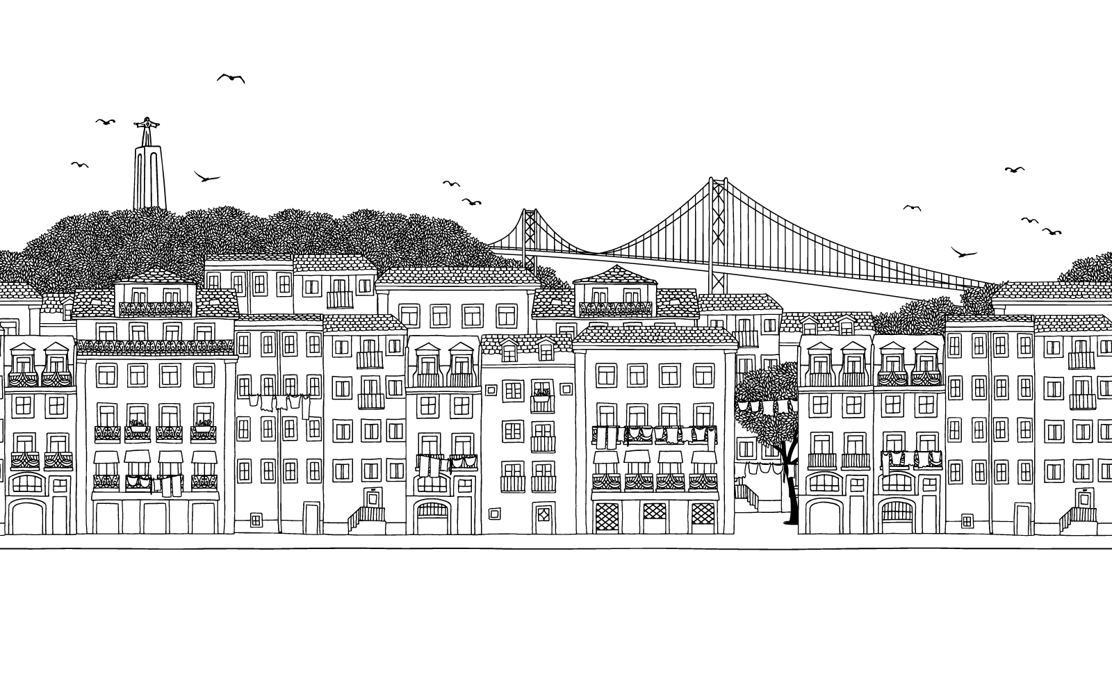 Papier peint Lisbonne en noir et blanc