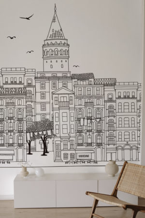 Papier peint Istanbul en noir et blanc