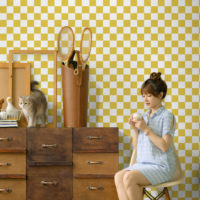 papier peint 246 carreaux jaune et blanc damier espaces publics