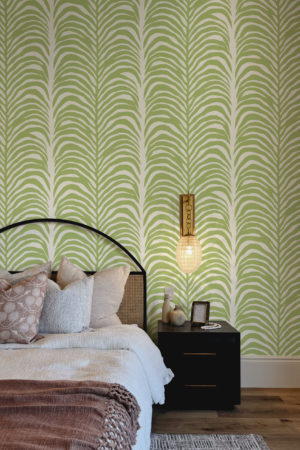 Green Bedroom Graphic Plant Waterfall Wallpaper N266