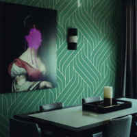 papier peint n269 Méli mélo vert salle à mangé