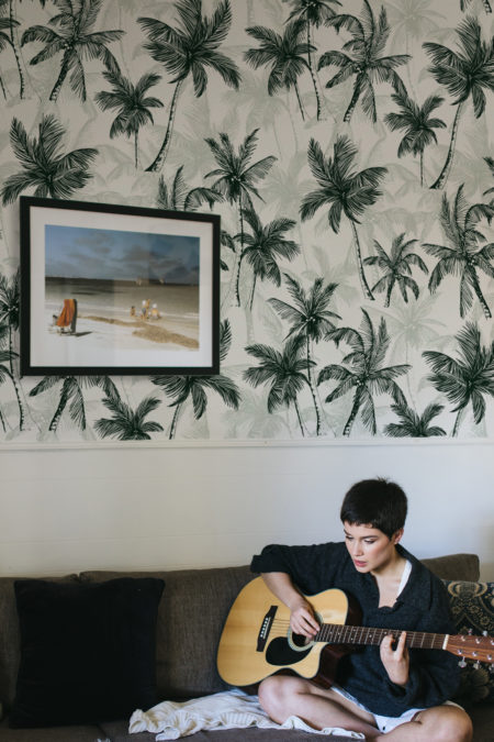 Wallpaper N273 Minimalist Khaki Palm Trees Minimalist Living Room